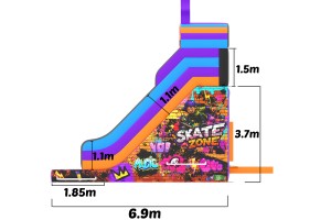 te koop: opblaasbare glijbaan skate