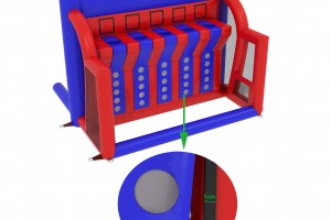 Te koop: Opblaasbare basketball shoot rood en blauw.