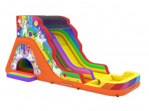 Opblaasbare Eenhoorn slide met ballenbad kopen