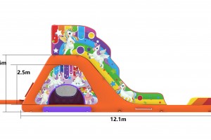 Opblaasbare eenhoorn slide met ballenbad