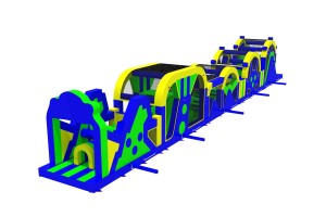 Giga parcours d'obstacle modulaire unique avec slide & pillow jump (4,2x38,5x5,75m)
