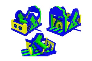 Giga parcours d'obstacle modulaire unique avec slide & pillow jump (4,2x38,5x5,75m)