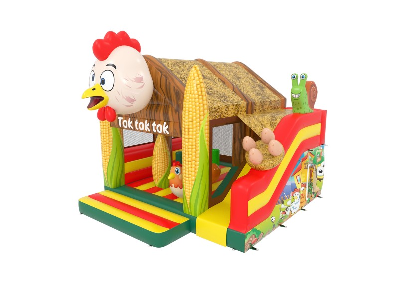 te koop: nieuw springkasteel 't kiekekot, kippen 
