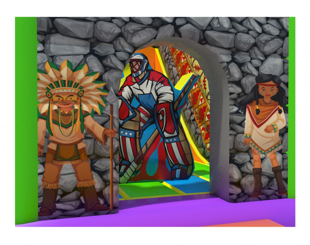 Te Koop: Nieuw Multiplay Springkasteel in Inca Indiaan thema met glijbaan en 5jaar garantie