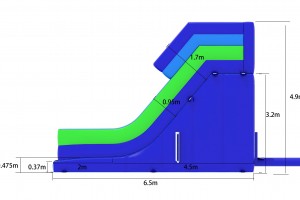 Slide blauw/groen (3,8x6,5x4,9m)