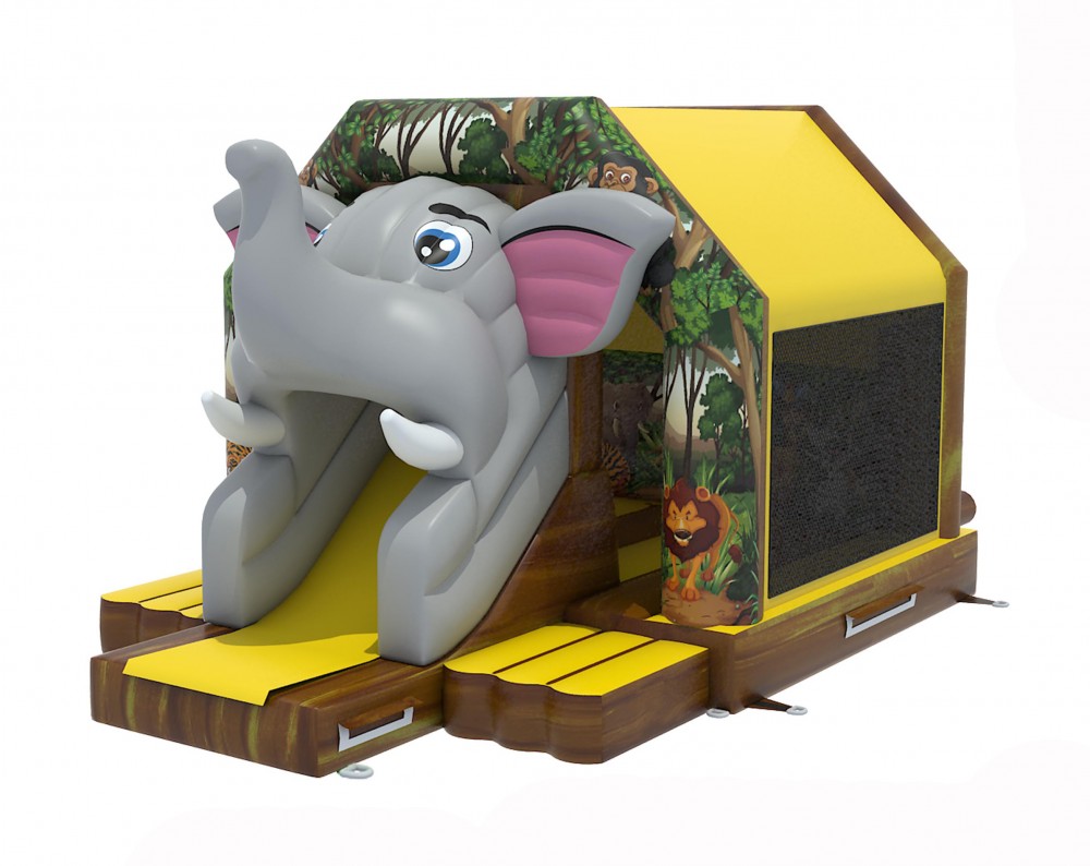 Te Koop: Nieuw springkasteel olifant met glijbaan.