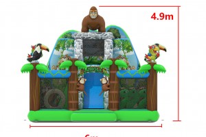 Te koop: Jungle gorilla springkasteel met glijbaan en obstakels.