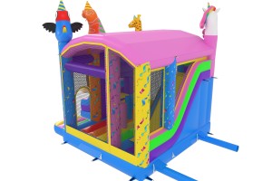 NIEUW!! Combo Feestbeesten met dubbele glijbaan ©